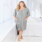 Short French Terry Zip-Front Robe image number null