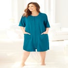 Short French Terry Zip-Front Robe image number null