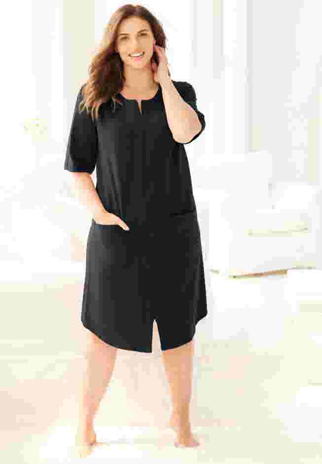 Short French Terry Zip-Front Robe image number 0