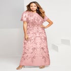 Plus Size Beaded Capelet Maxi Gown &ndash; Glam Evening Dress image number null