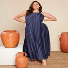 Pleated Halter Maxi Dress image number null