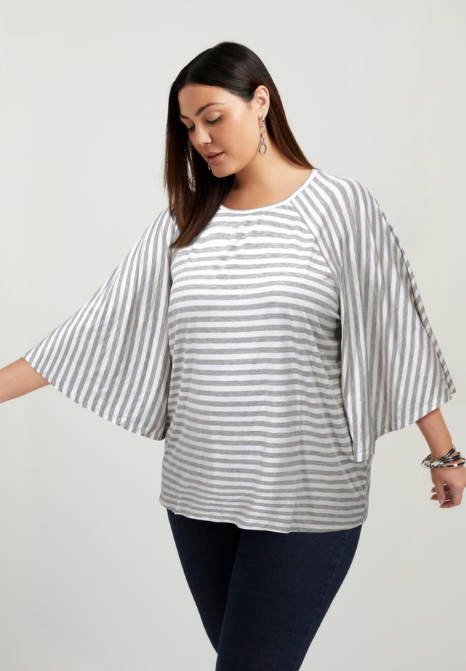 Flared Raglan Sleeve Breton Tee image number 0