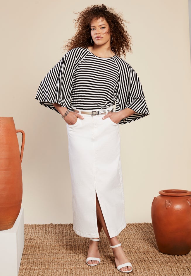 Flared Raglan Sleeve Breton Tee image number 0