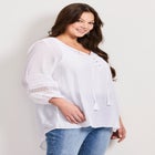Pintuck Lace Peasant Top image number 2