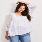 Pintuck Lace Peasant Top image number 0