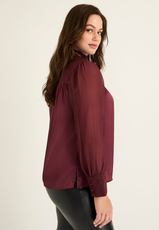Satin Mockneck Blouse image number null