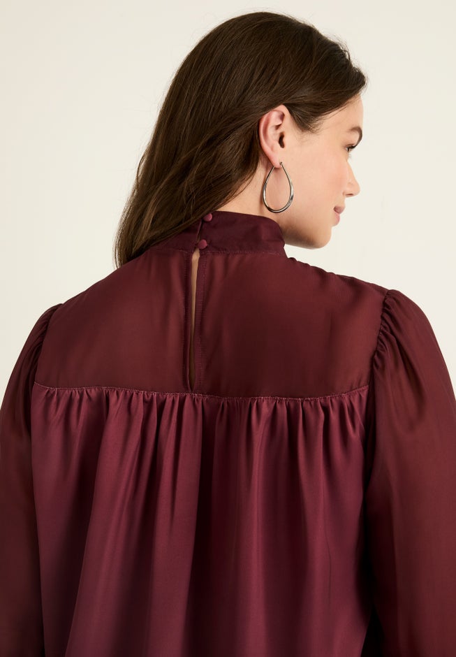 Satin Mockneck Blouse image number null