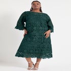 Bell-Sleeve Lace Midi Dress image number null