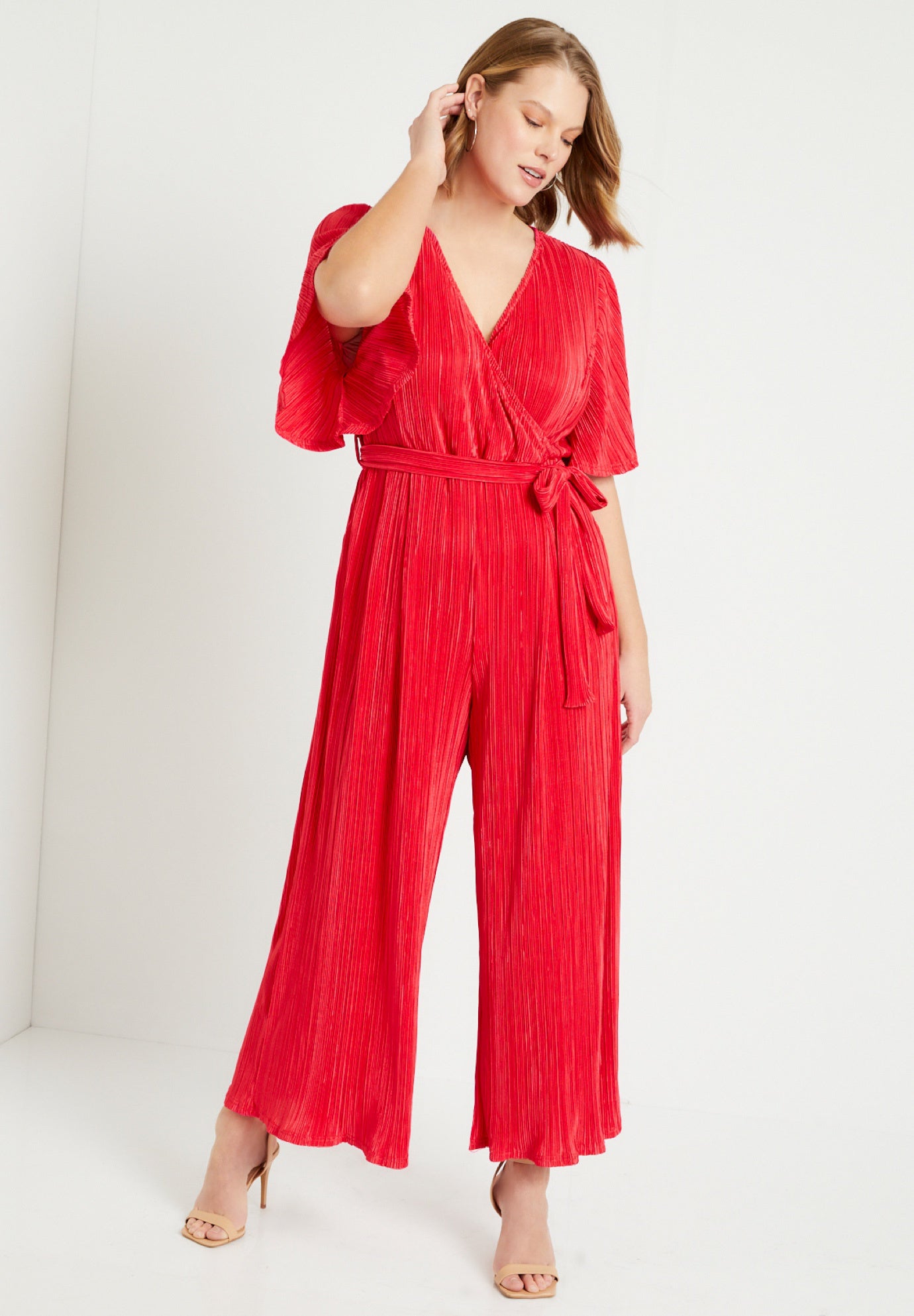 Wide-Leg Plisse Jumpsuit image number 0