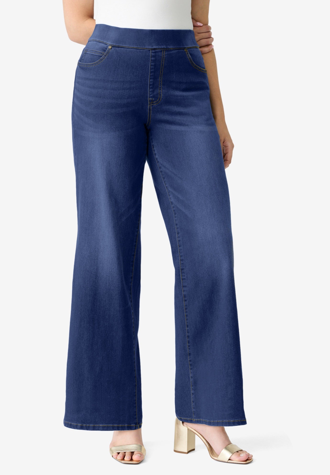 Plus Size 360&deg; Stretch Wide Leg Jean image number 0