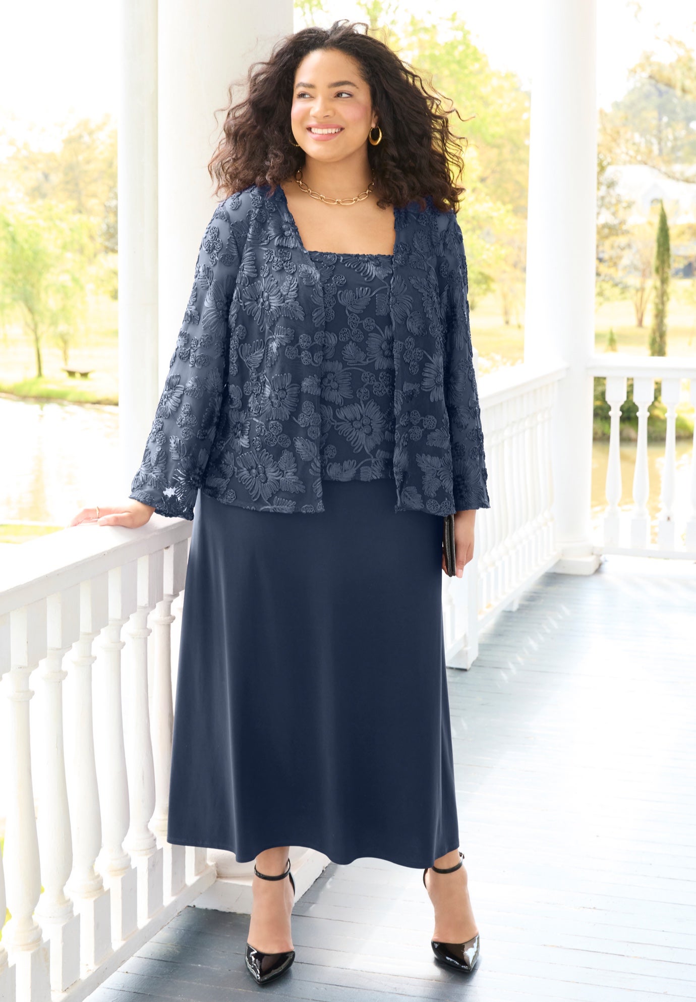 Embroidered Jacket Dress image number 4