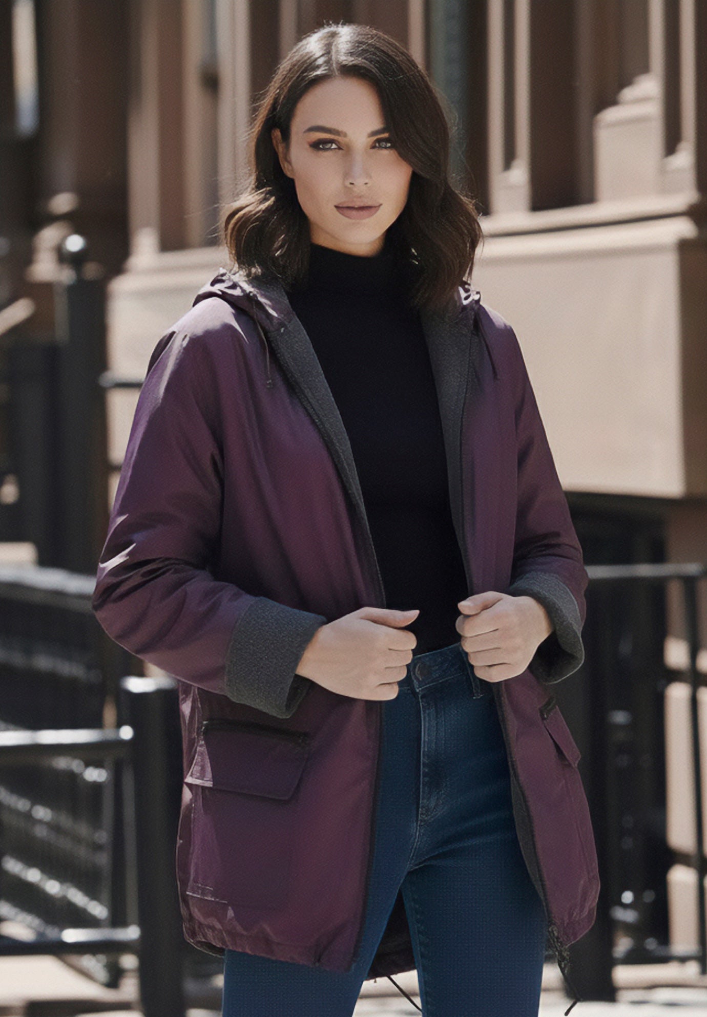 Plus Size Hooded Nylon Jacket image number 0