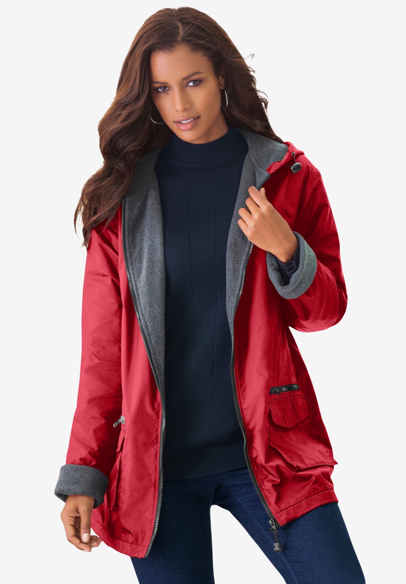 Plus Size Hooded Nylon Jacket image number 0