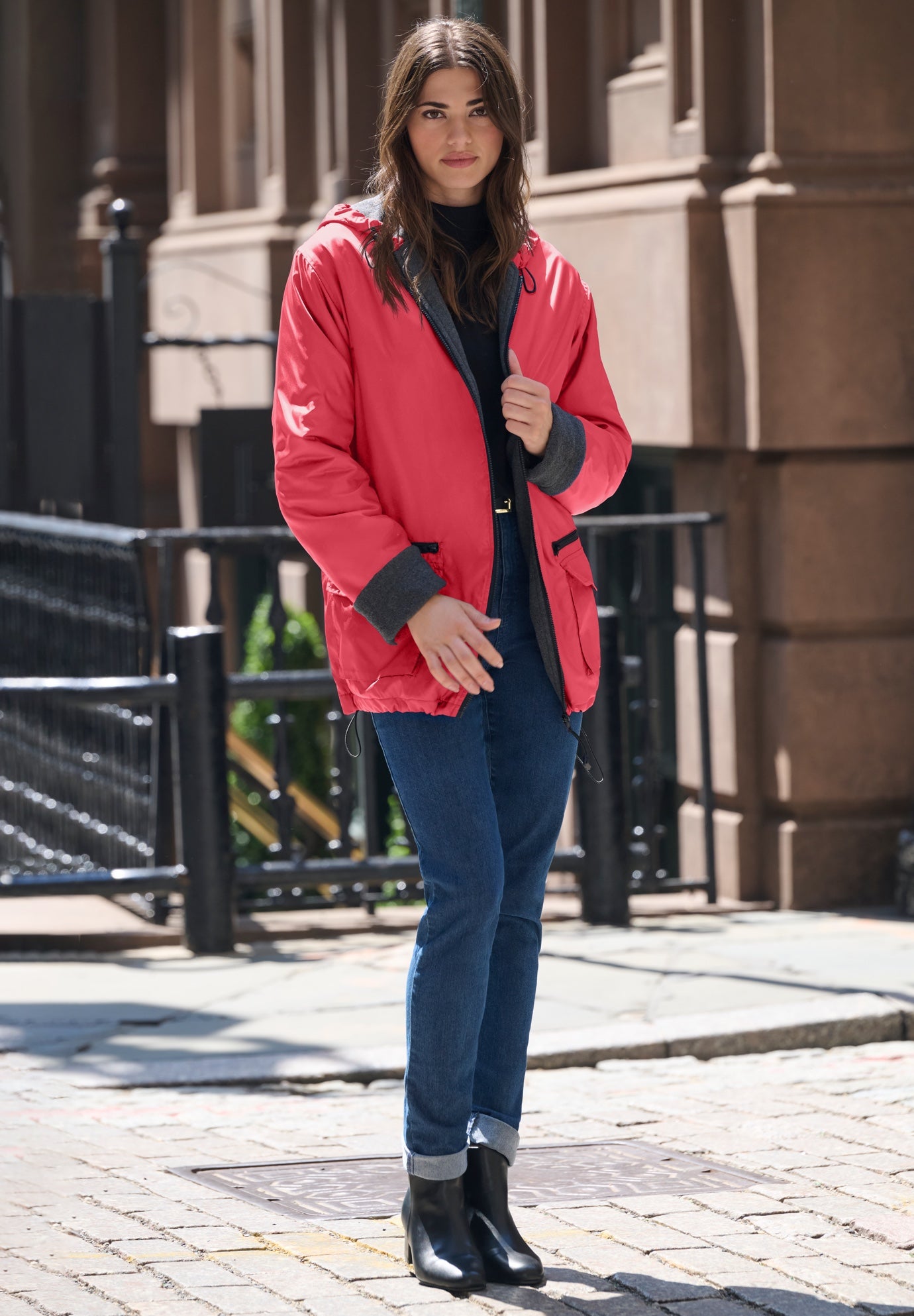 Plus Size Hooded Nylon Jacket image number 1