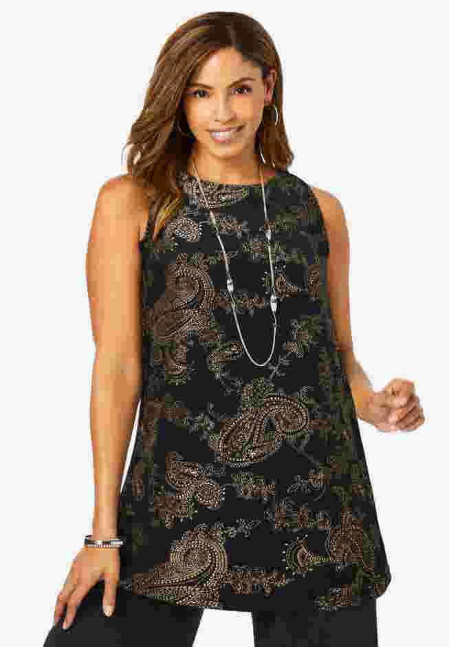 Stretch Knit Tunic Tank image number 0