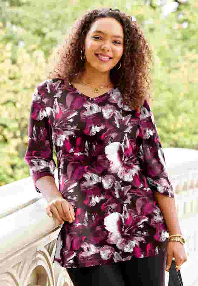 Easy Fit 3/4-Sleeve V-Neck Tunic image number 5