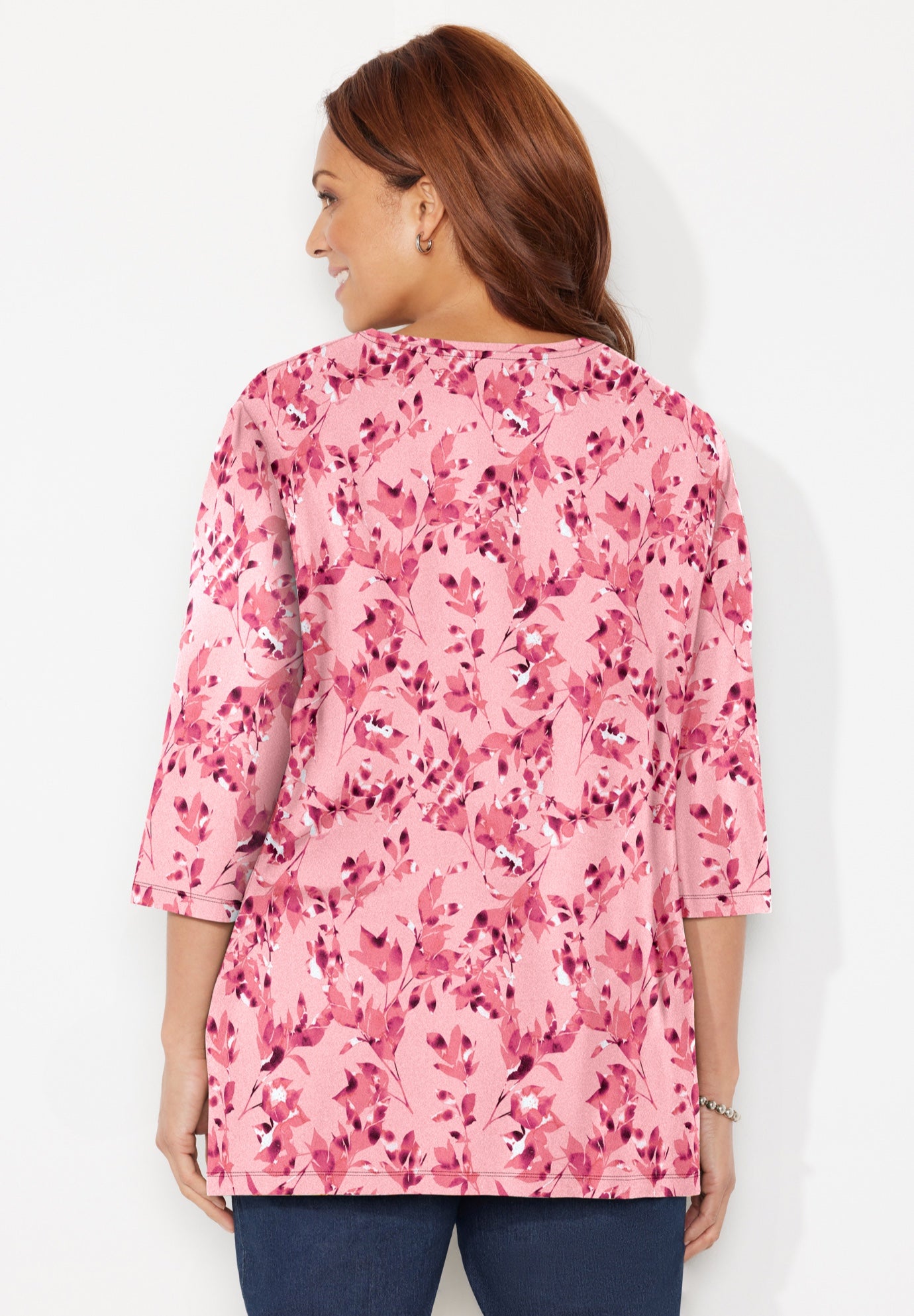 Easy Fit 3/4-Sleeve V-Neck Tunic image number 1