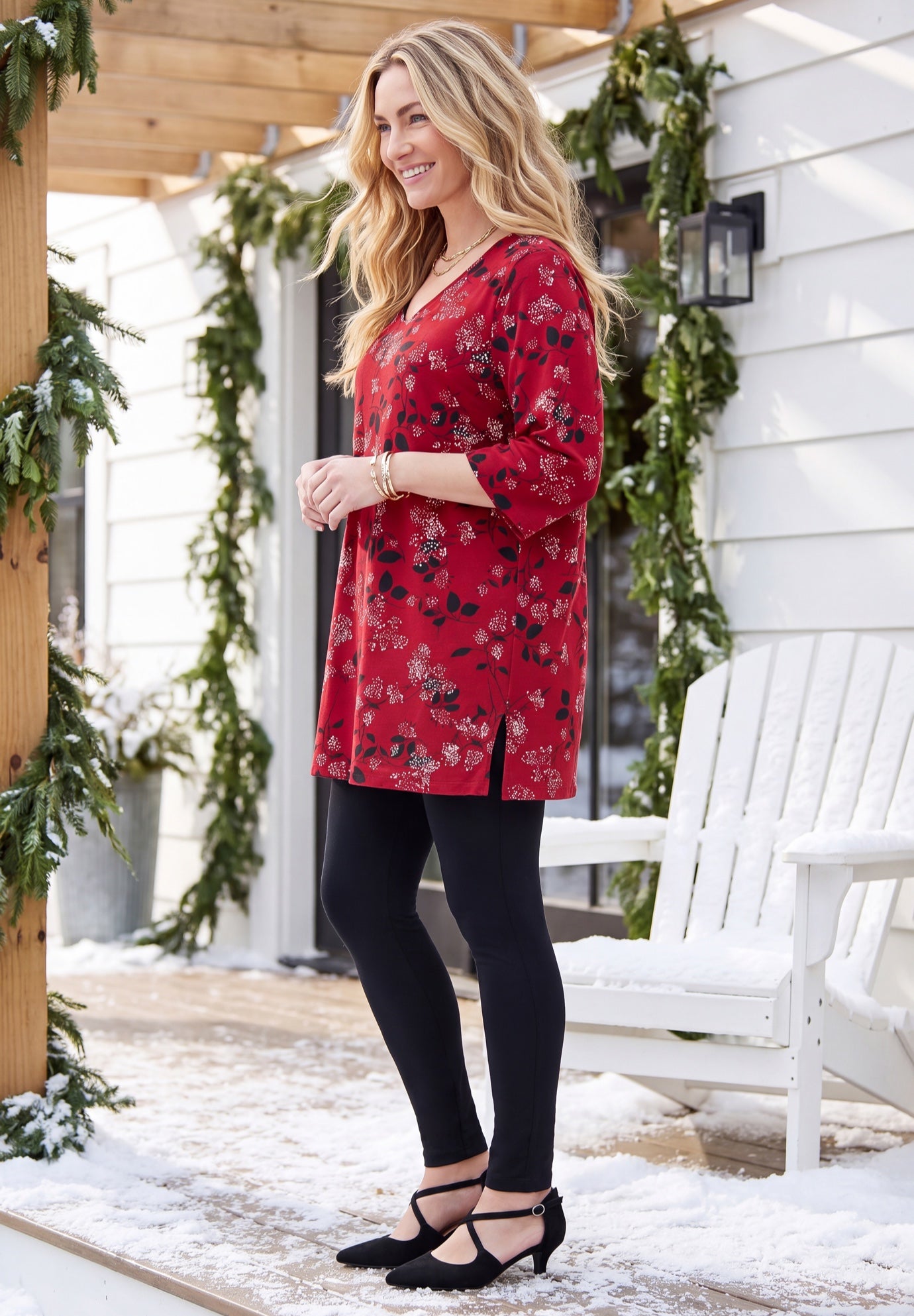 Easy Fit 3/4-Sleeve V-Neck Tunic image number 2