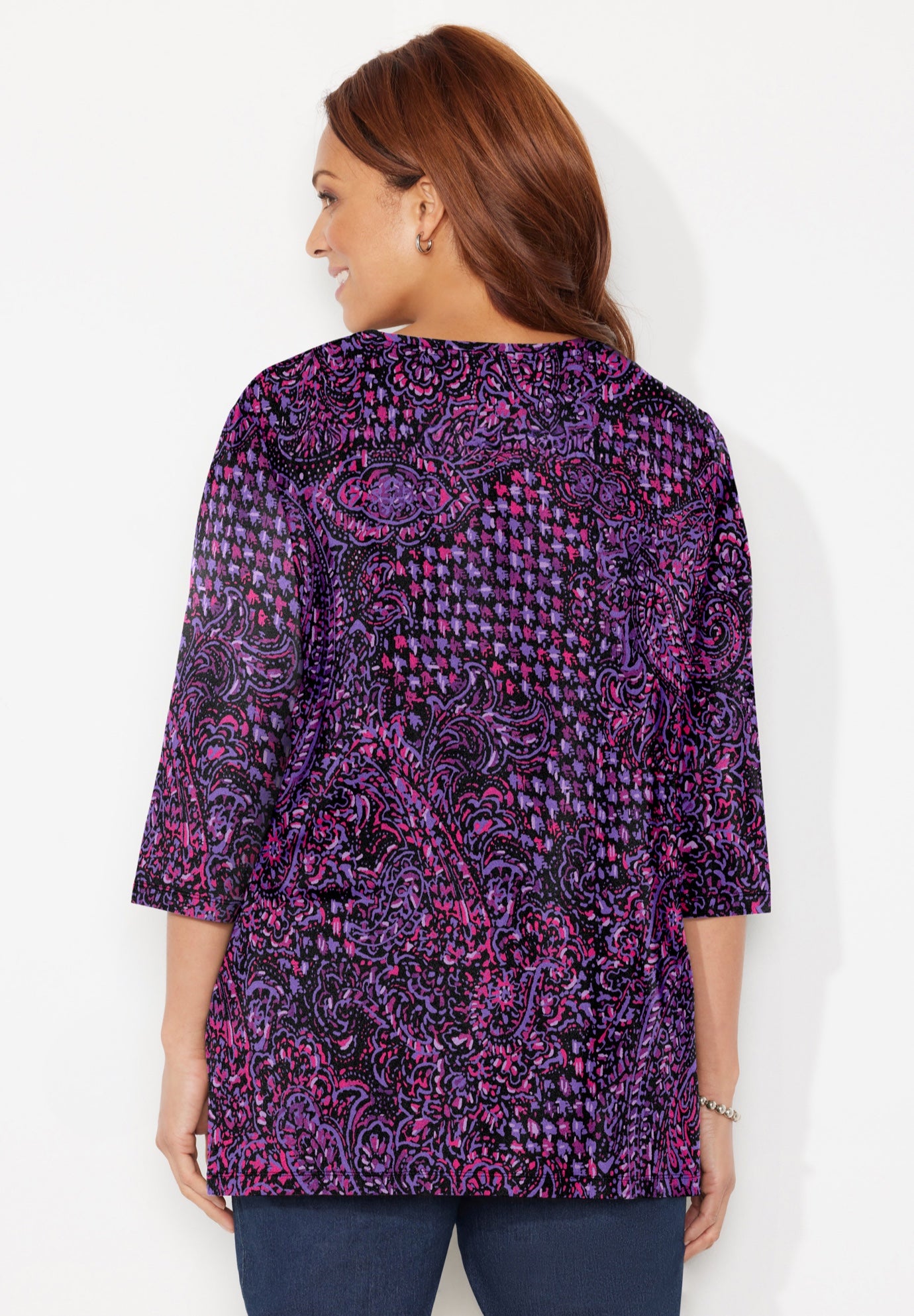 Easy Fit 3/4-Sleeve V-Neck Tunic image number 1