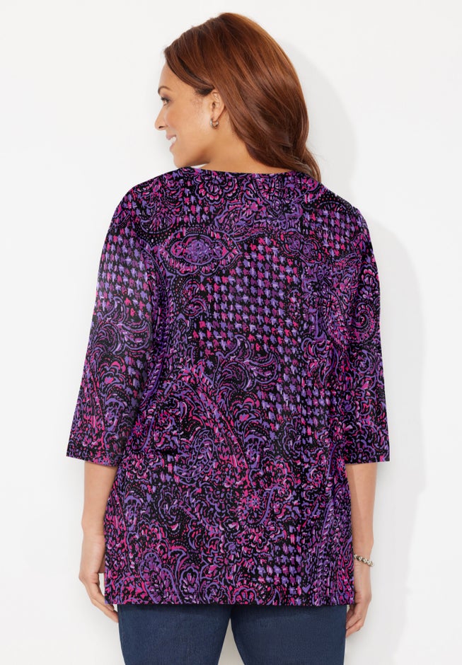 Easy Fit 3/4-Sleeve V-Neck Tunic image number 1