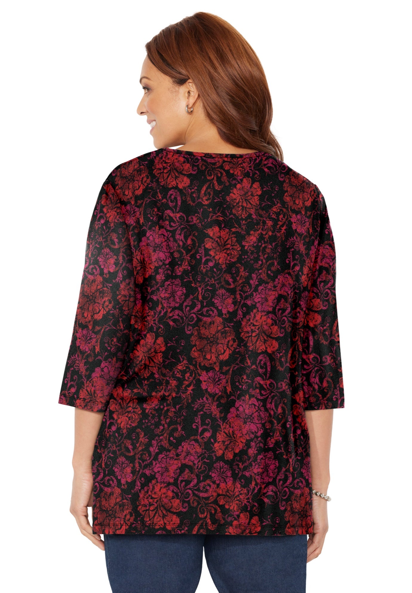 Easy Fit 3/4-Sleeve V-Neck Tunic image number 1