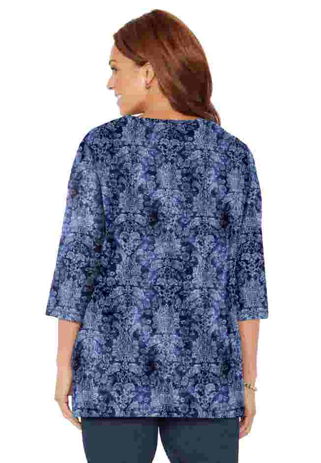 Easy Fit 3/4-Sleeve V-Neck Tunic image number 1