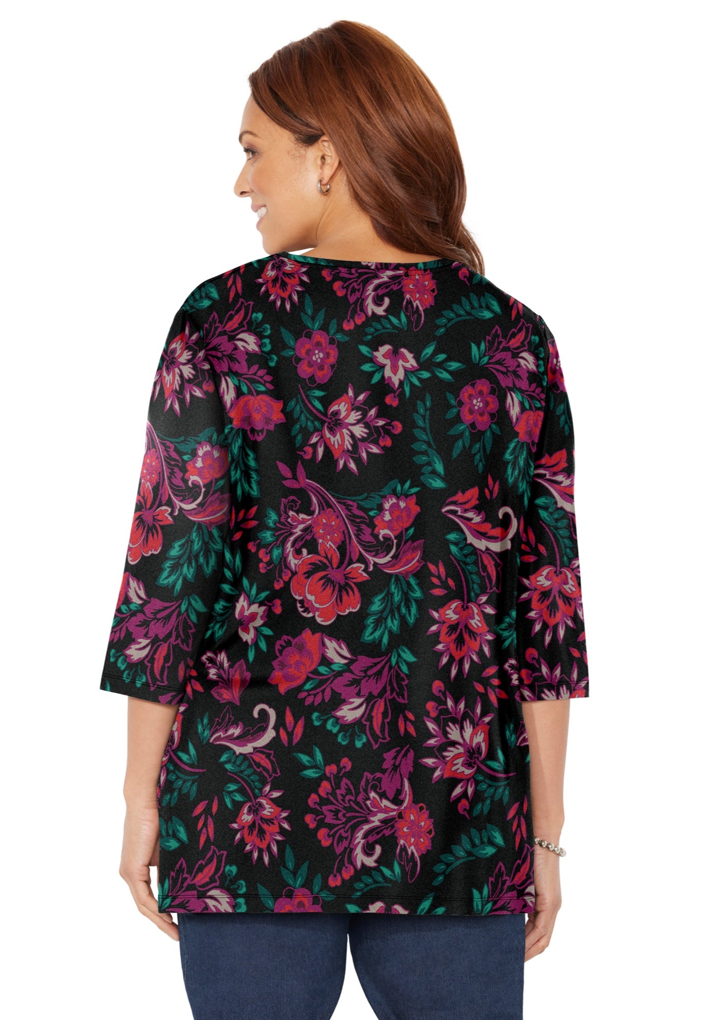 Easy Fit 3/4-Sleeve V-Neck Tunic image number 1