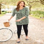 Easy Fit 3/4-Sleeve V-Neck Tunic image number 0