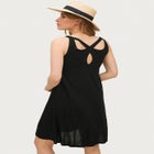 Stretch Jersey Knit A-Line Crossover Back Tank Short Dress image number null