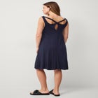 Stretch Jersey Knit A-Line Crossover Back Tank Short Dress image number null