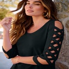 Plus Size Ultimate Lattice Sleeve Tee image number null