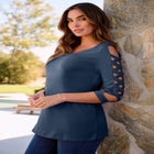 Plus Size Ultimate Lattice Sleeve Tee image number null
