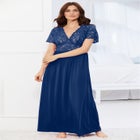 Long Lace Top Stretch Knit Gown image number null