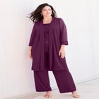 Plus-Size 3 Piece Knit Embellished Pant Set image number null