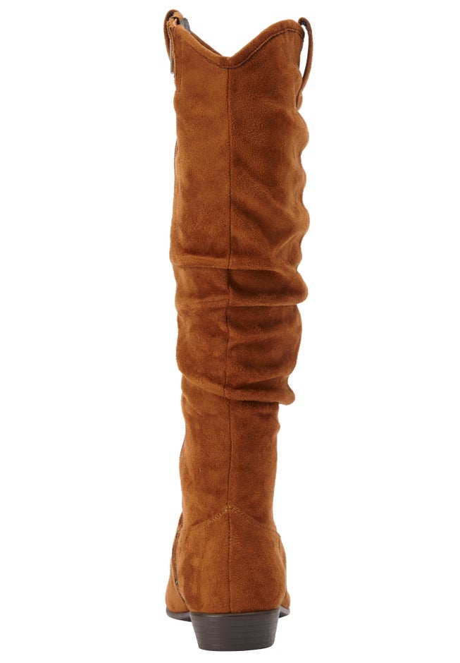 The Roderick Tall Suede-Like Roderick Wide Calf Boots, Black | Catherines