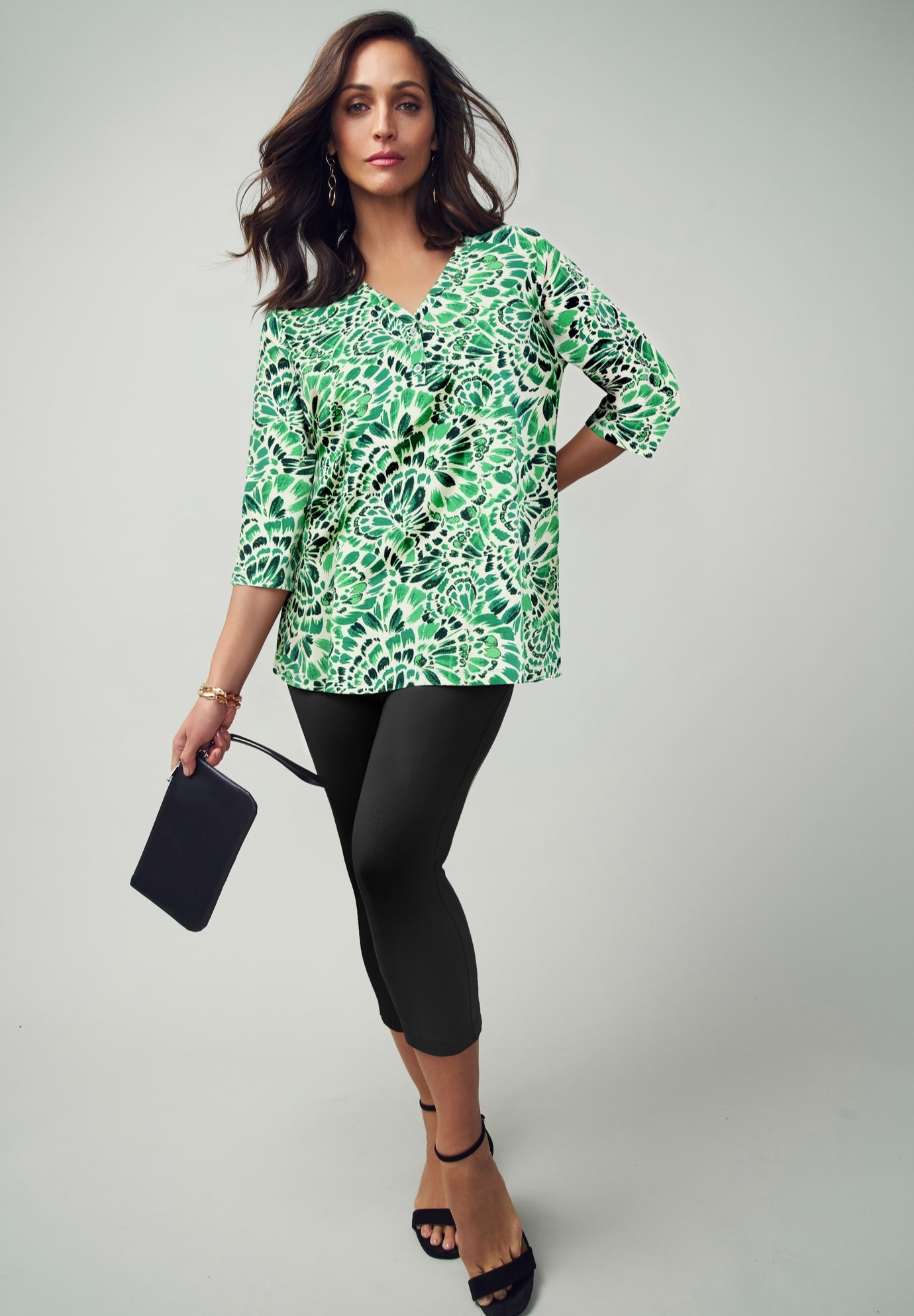 Stretch Cotton Henley Top image number 0