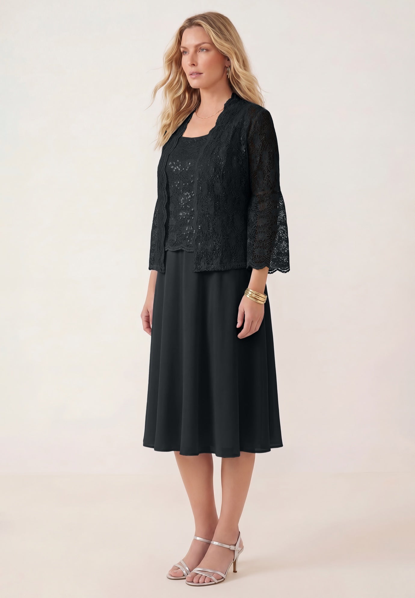 Glitter & Lace Jacket Dress Set image number 2