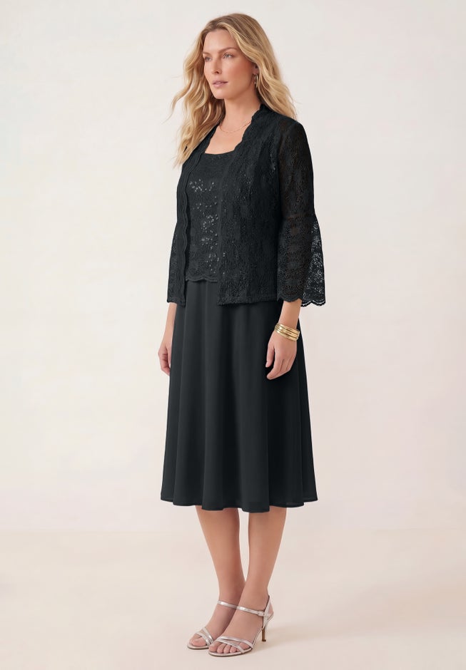 Glitter & Lace Jacket Dress Set image number 2