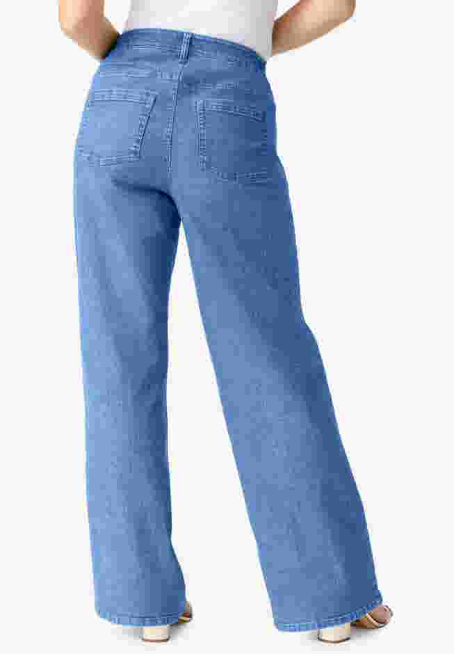 Plus Size Classic Stretch Wide Leg Jean image number 1