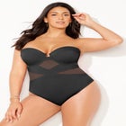 Mesh Spliced Bandeau Underwire One Piece Swimsuit image number null