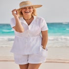 Sun Breeze Button Front Gauze Shirt Cover Up image number null