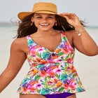Knot Front V-Neck Underwire Tankini Top image number null