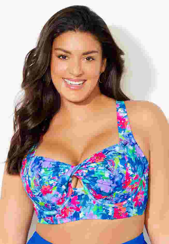 Bra Sized Twist Front Longline Underwire Bikini Top image number 4
