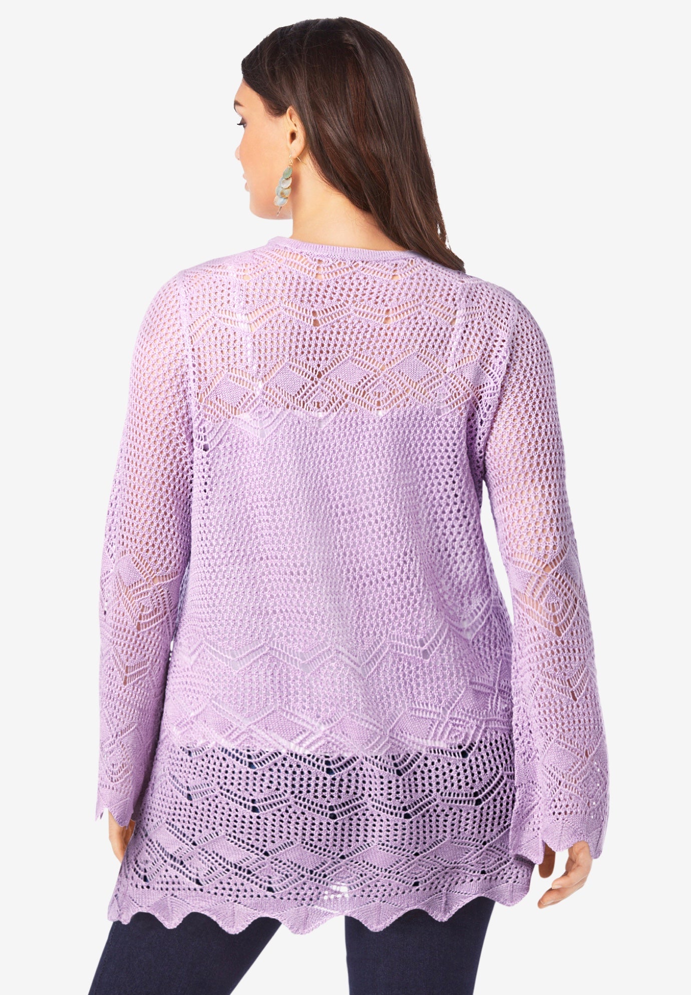 Bell Sleeve Pointelle Cardigan image number 1