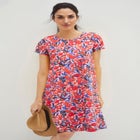 Cotton Spandex Scoop Neck Short Sleeve A Line Tee Dress image number null