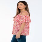 Stretch Knit Cold Shoulder Ruffle Tunic image number null