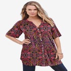 Plus Size Angelina Tunic Top – Short Sleeve, Flowy Fit, Everyday Comfort image number null