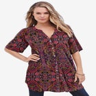 Plus Size Angelina Tunic Top – Short Sleeve, Flowy Fit, Everyday Comfort image number null