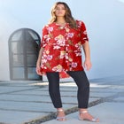 Plus Size Pintuck Tunic Blouse &ndash; Y-Neck & Roll-Tab Sleeves image number null