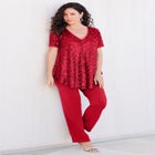 Plus-Size 2 Piece S/S Sequin Top and Pant Set image number null